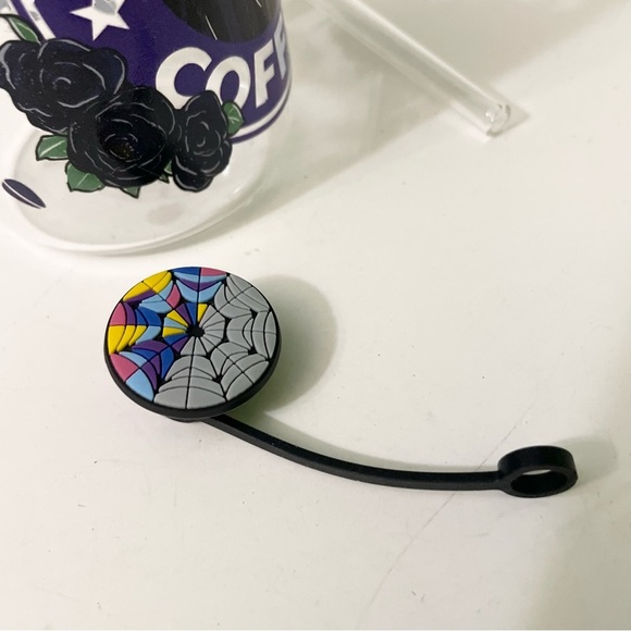 Custom Wednesday Addams Clear Glass Tumbler with Lid and Straw - Picture 7 of 15